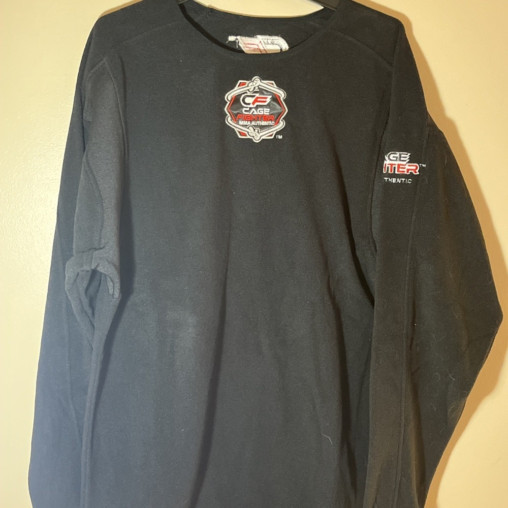 Cage Fighter MMA Authentic Men's XL Long Sleeve‎ Black Shirt 3 Logo Patches